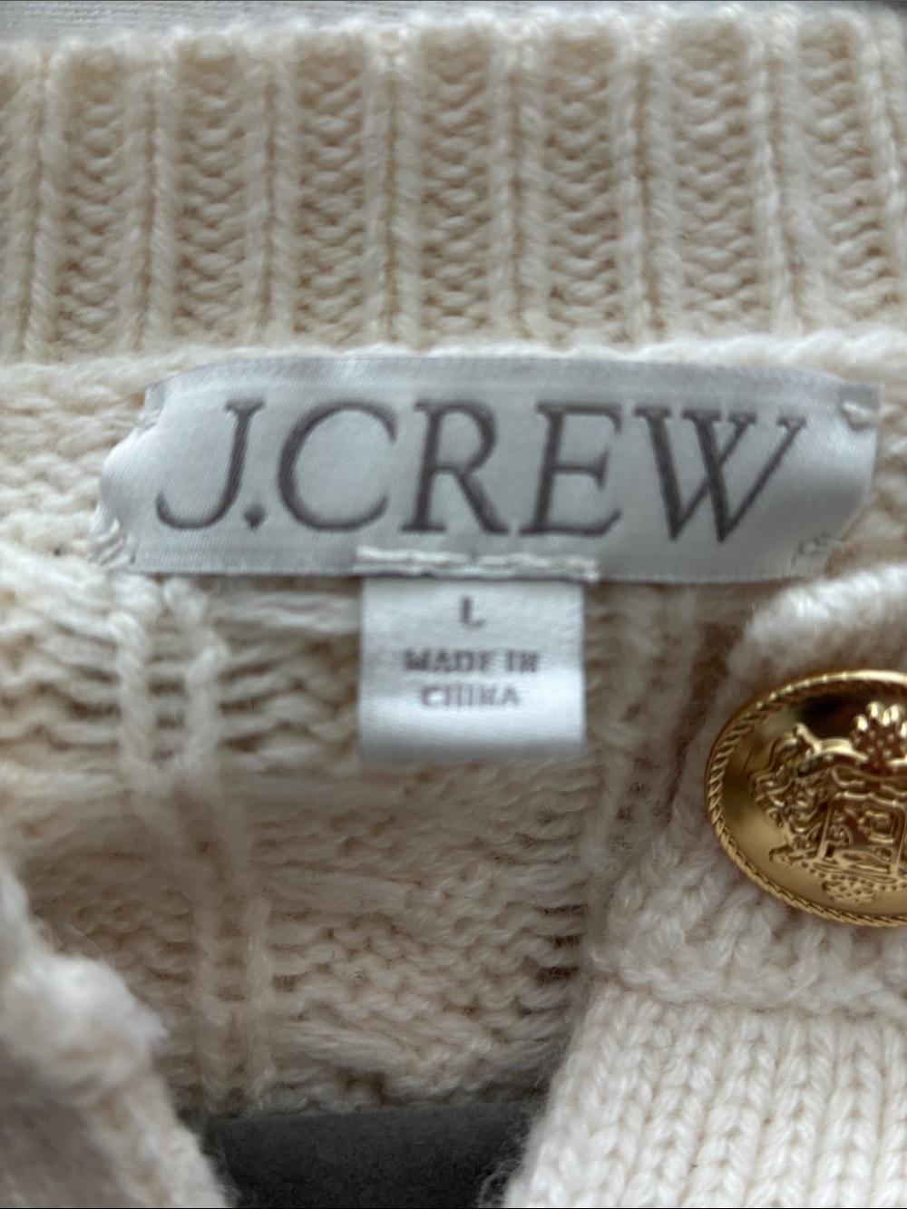 J. Crew Cream Cable Knit Gold-Button Cardigan - Picture 3 of 4